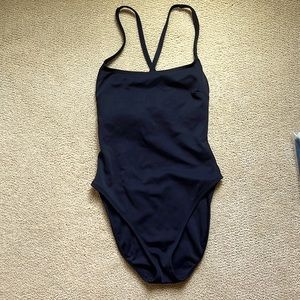 Black one piece swimsuit,
